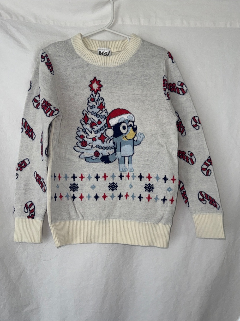 Cream Holiday Bluey Knit Sweater